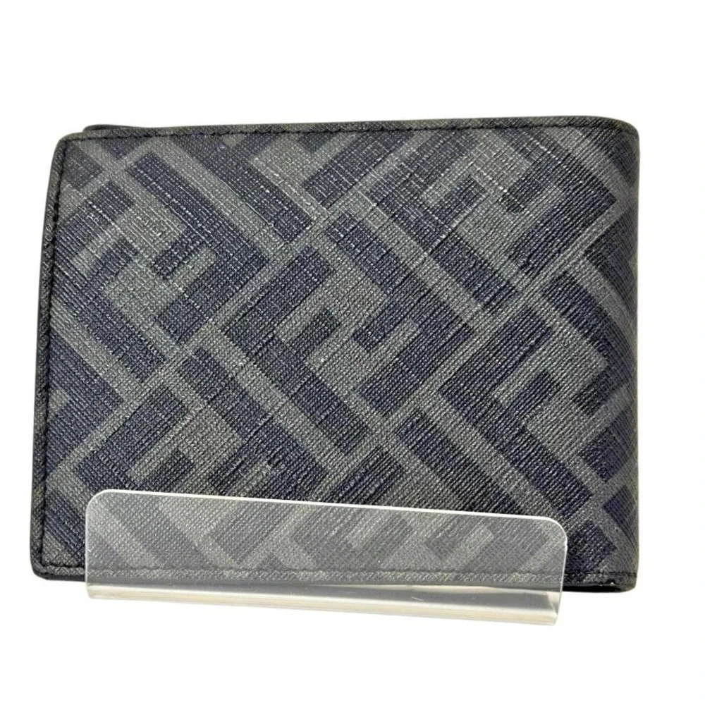 Fendi‎ Mens Zucca FF Monogram Bifold Wallet Yellow Stripe Black